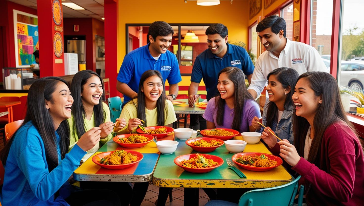 College students dining